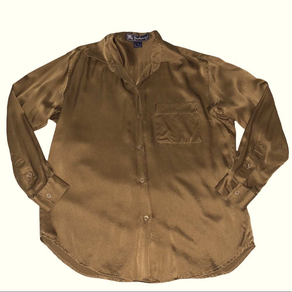 Tan Burberry Satin Silky size 4 top